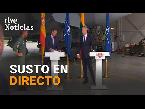 شاهد  لحظة هلع  أوروبية  بعد تحليق مقاتلتين روسيتين فوق مؤتمر لرئيس وزراء إسبانيا