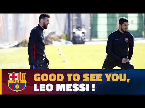 شاهد ليونيل ميسى يعود إلى تدريبات برشلونة