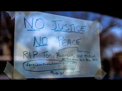 مظاهرات في ماديسون احتجاجًا على مقتل اسود على يد شرطي