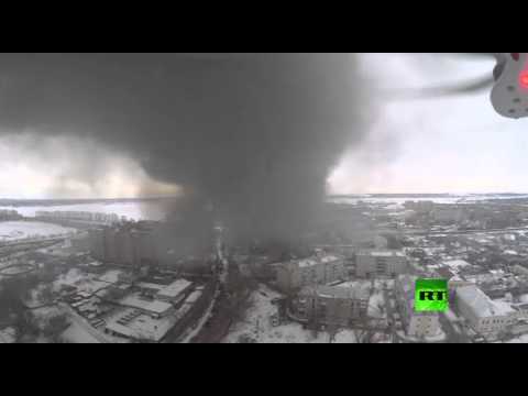 فيديو مقتل شخص وإصابة 28 في حريق في روسيا