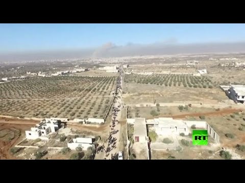 طائرة بدون طيار تصور خروج المدنيين من حلب